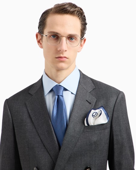 A|x Armani Exchange Silk Pocket Square With Logo