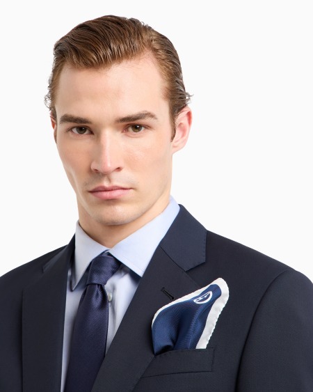 A|x Armani Exchange Silk Pocket Square With Logo