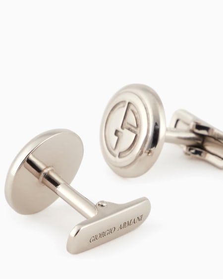 A|x Armani Exchange Silver Cufflinks With Logo