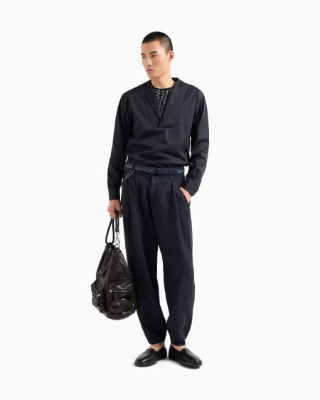 A|x Armani Exchange Single-pleat Linen Trousers