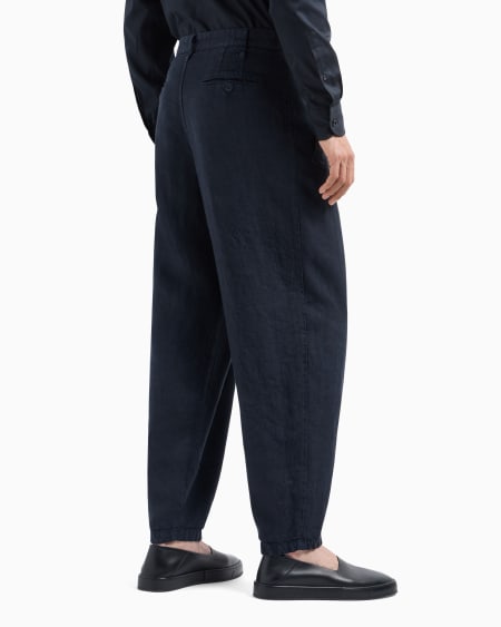 A|x Armani Exchange Single-pleat Linen Trousers