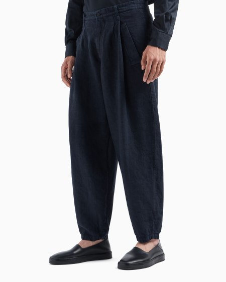 A|x Armani Exchange Single-pleat Linen Trousers