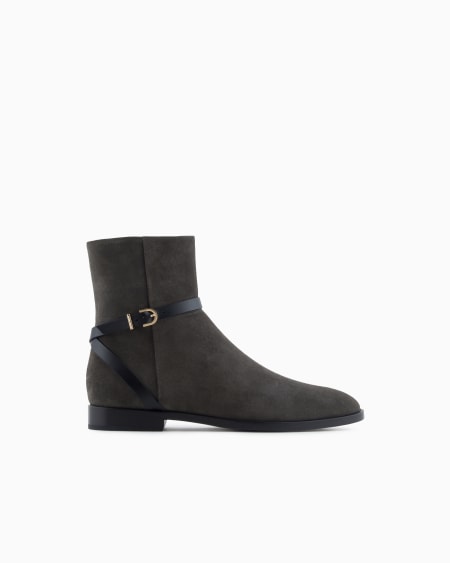 A|x Armani Exchange Suede And Calfskin Ankle Boots
