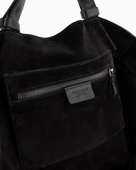 A|x Armani Exchange Suede And Leather Shopper Bag