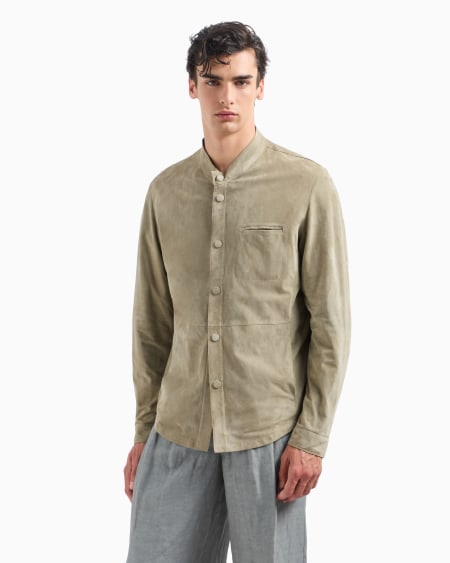 A|x Armani Exchange Suede-lambskin Shirt Jacket