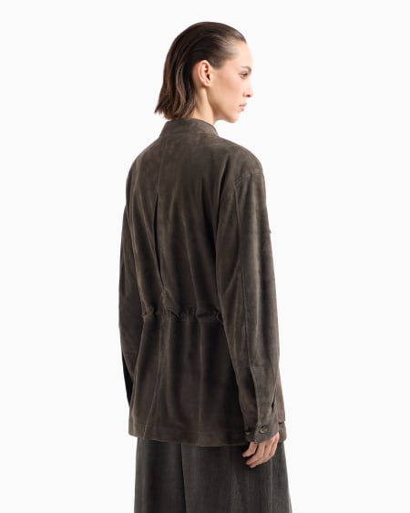 A|x Armani Exchange Suede Oversized Pea Coat