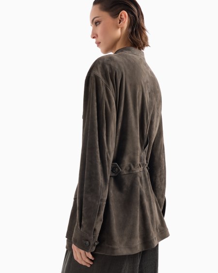 A|x Armani Exchange Suede Oversized Pea Coat