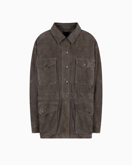 a|x armani exchange Suede oversized pea coat