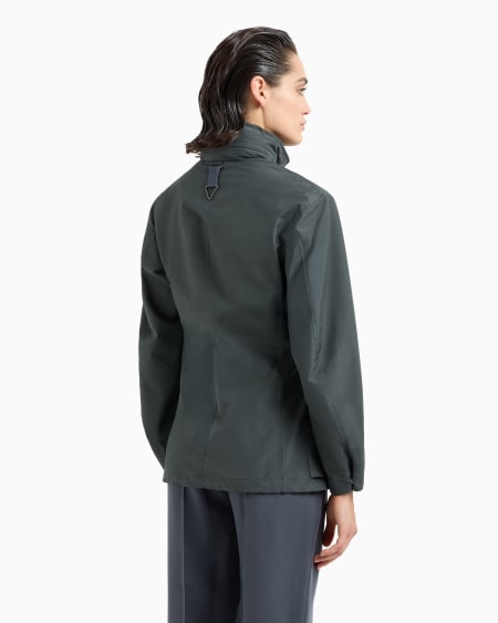 A|x Armani Exchange Technical Silk Hooded Pea Coat