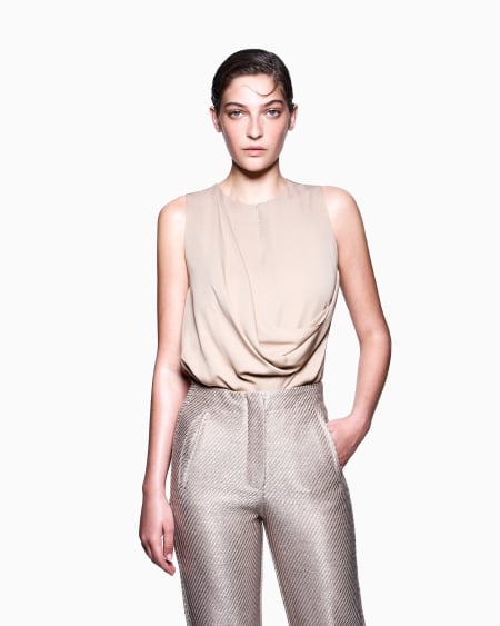 A|x Armani Exchange Top In Silk Double Georgette