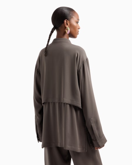 A|x Armani Exchange Triple Silk Georgette Pea Coat