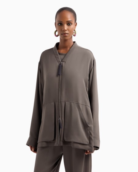 A|x Armani Exchange Triple Silk Georgette Pea Coat