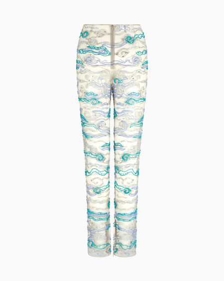 a|x armani exchange Tulle trousers with embroidery