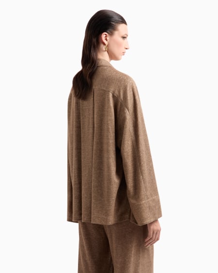 A|x Armani Exchange Two-tone Linen Jersey Shirt