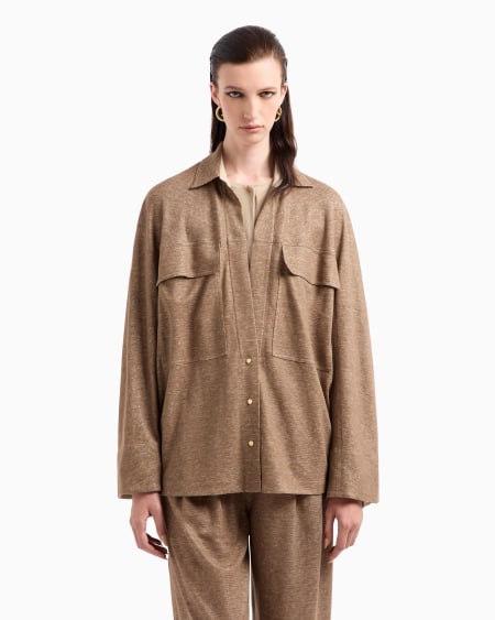 A|x Armani Exchange Two-tone Linen Jersey Shirt