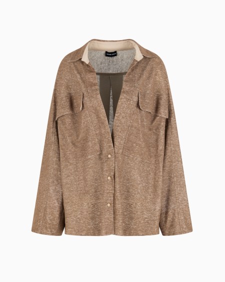 a|x armani exchange Two-tone linen jersey shirt