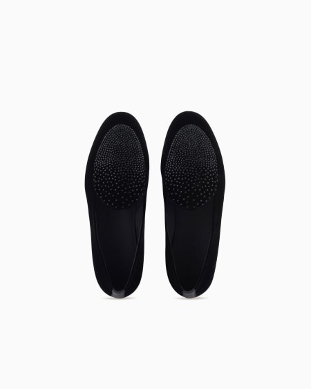 A|x Armani Exchange Velvet And Rhinestone Loafers