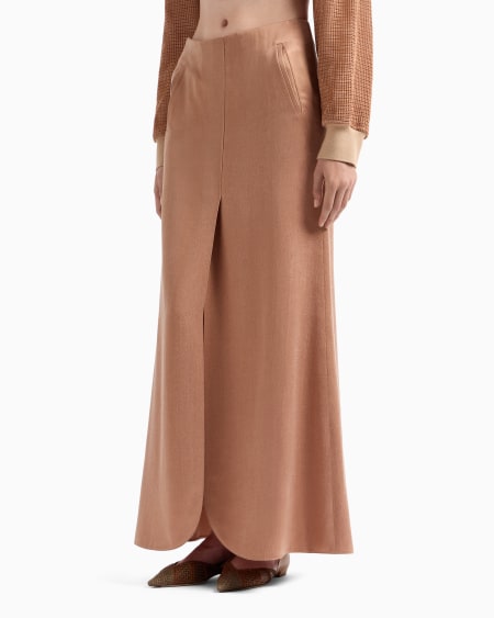 A|x Armani Exchange Viscose And Cupro Long Skirt