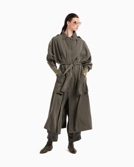 A|x Armani Exchange Washed Silk Trench Coat