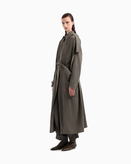 A|x Armani Exchange Washed Silk Trench Coat