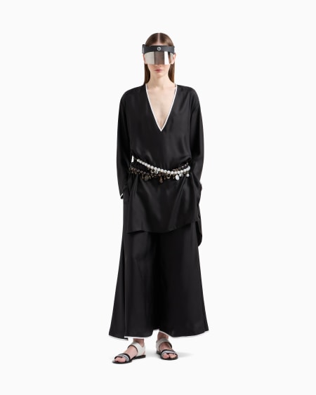 A|x Armani Exchange Wide-leg Silk Trousers