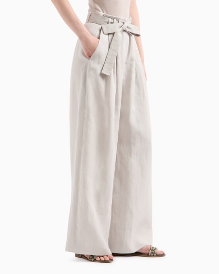 A|x Armani Exchange Wide-legged Linen Trousers