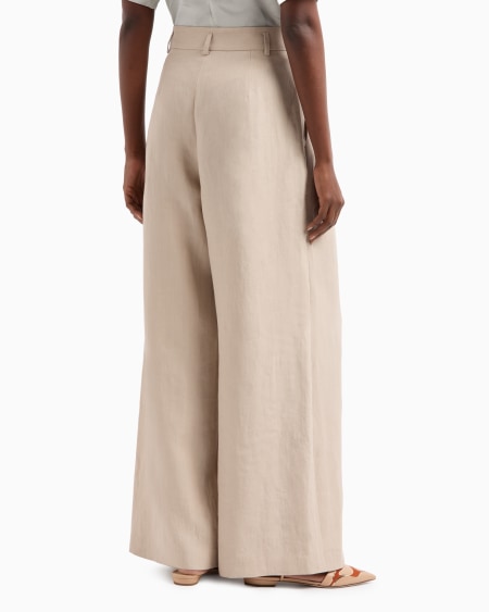 A|x Armani Exchange Wide-legged Linen Trousers