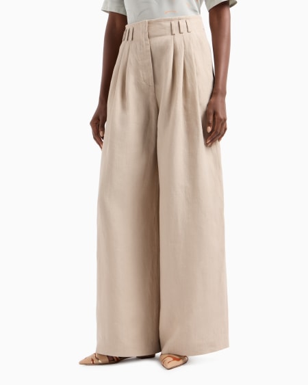 A|x Armani Exchange Wide-legged Linen Trousers
