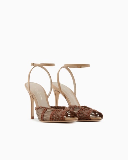 A|x Armani Exchange Woven Leather Heeled Sandals