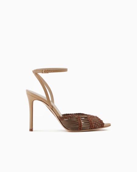 a|x armani exchange Woven leather heeled sandals