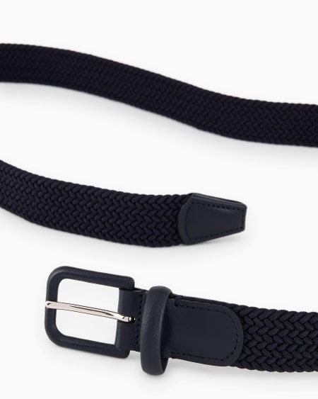 A|x Armani Exchange Woven Webbing And Leather Belt