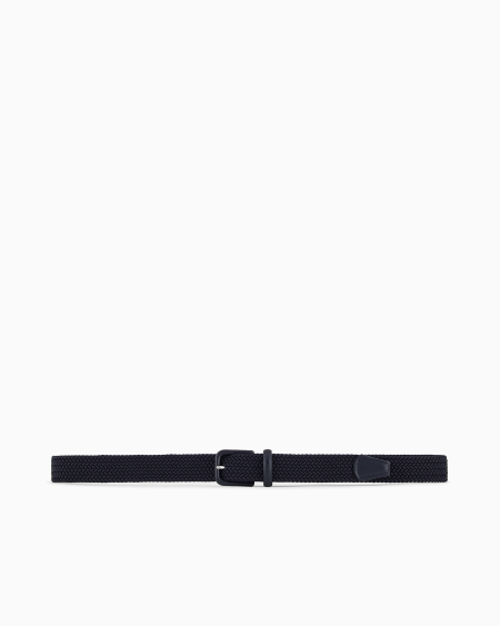A|x Armani Exchange Woven Webbing And Leather Belt