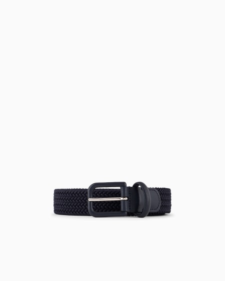 a|x armani exchange Woven webbing and leather belt