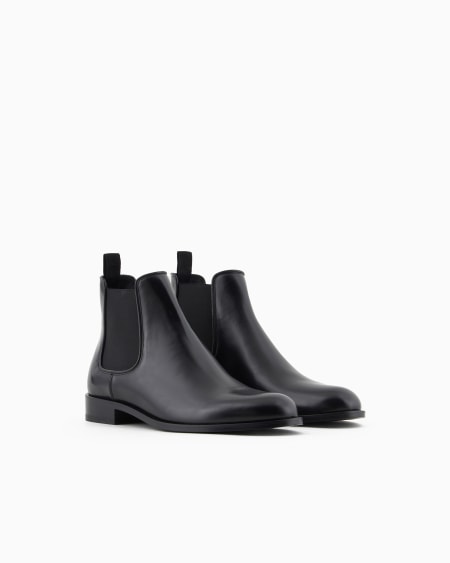 A|x Armani Exchange Antique-effect Leather Ankle Boots