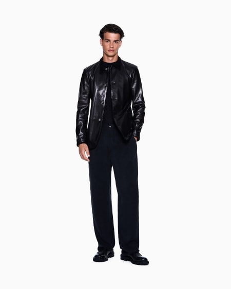 A|x Armani Exchange ASV Canneté Cupro Flat-front Trousers
