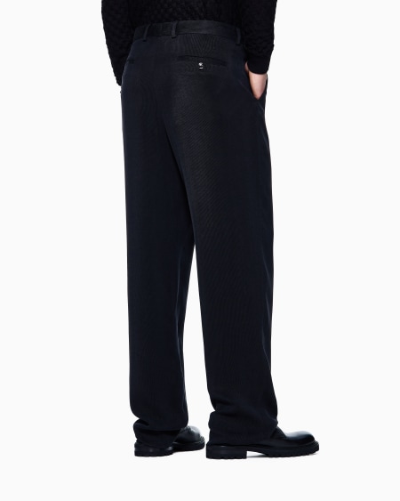 A|x Armani Exchange ASV Canneté Cupro Flat-front Trousers