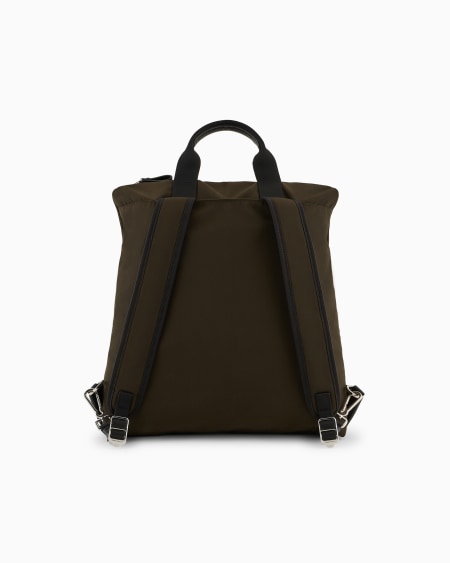 A|x Armani Exchange ASV Convertible Shopper Bag In Nylon And Pebbled Leather
