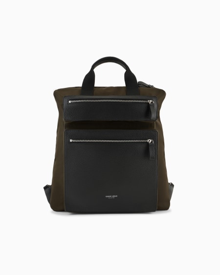 a|x armani exchange ASV convertible shopper bag in nylon and pebbled leather