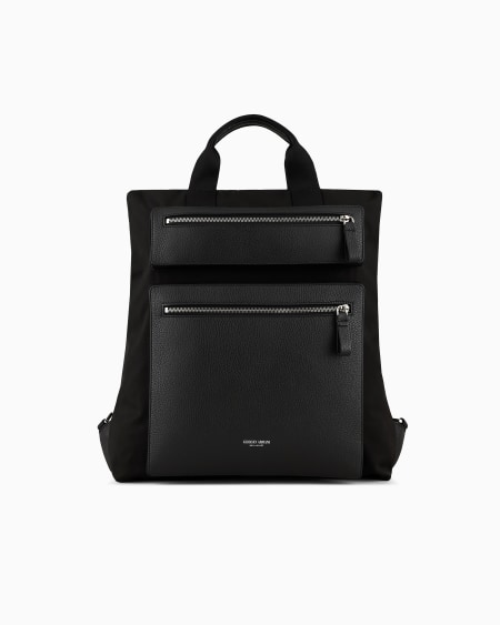 a|x armani exchange ASV convertible shopper bag in nylon and pebbled leather