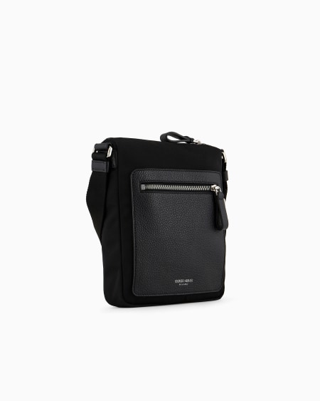 A|x Armani Exchange ASV Crossbody Bag In Nylon And Pebbled Leather