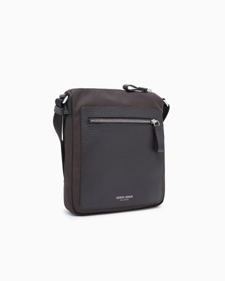 A|x Armani Exchange ASV Crossbody Bag In Nylon And Pebbled Leather