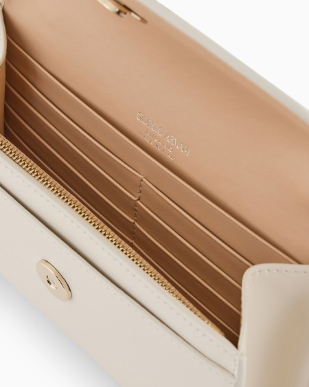 A|x Armani Exchange ASV La Prima Clutch Bag With Shiny Leather Shoulder Strap