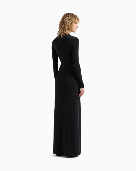A|x Armani Exchange ASV Long Dress In Stretch Viscose Jersey With Rhinestones