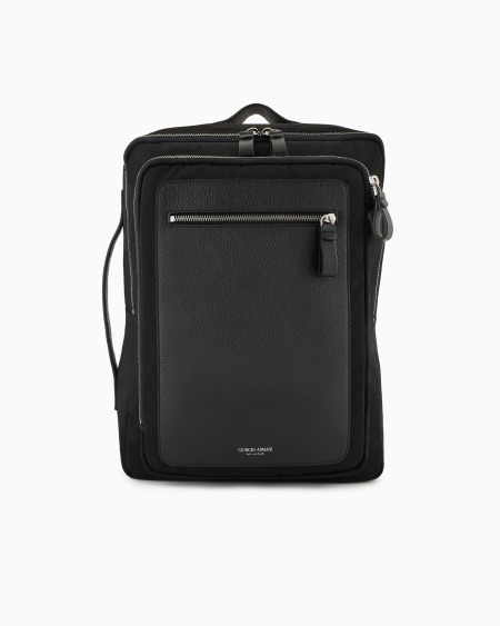 a|x armani exchange ASV nylon and pebbled-leather backpack