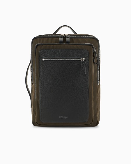 a|x armani exchange ASV nylon and pebbled-leather backpack