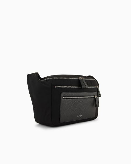 A|x Armani Exchange ASV Nylon And Pebbled Leather Large Crossbody Bag