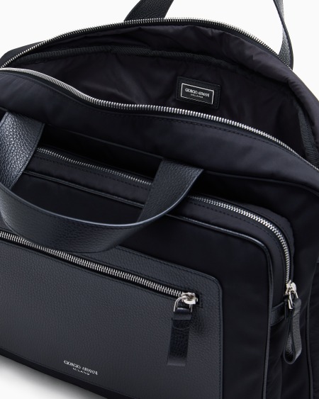 A|x Armani Exchange ASV Pebbled-leather And Nylon Briefcase