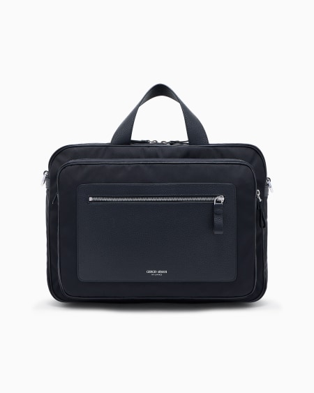 a|x armani exchange ASV pebbled-leather and nylon briefcase