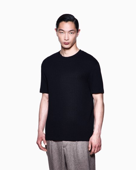 A|x Armani Exchange ASV Stretch Cashmere And Viscose-blend Crew-neck T-shirt