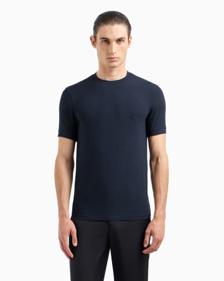 A|x Armani Exchange ASV Stretch Viscose Jersey Jumper With Crew Neck And Short Sleeves